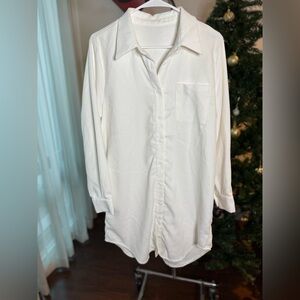 Classic White Button-Up Shirt Dress